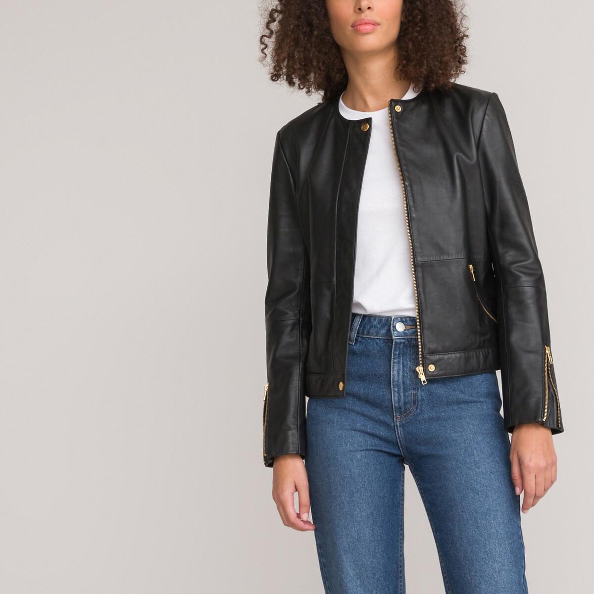 La Redoute Collections  Blouson sans col en cuir 