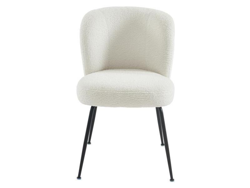 Vente-unique Lot de 6 chaises en tissu bouclette et métal - Blanc - POLPONA  