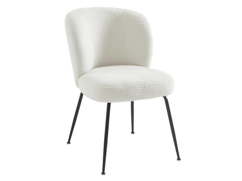 Vente-unique Lot de 6 chaises en tissu bouclette et métal - Blanc - POLPONA  