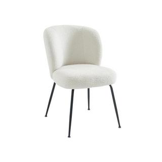 Vente-unique Lot de 6 chaises en tissu bouclette et métal - Blanc - POLPONA  