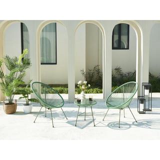 Vente-unique Table de jardin en fils de résine tressés - Kaki - ALIOS III de MYLIA  