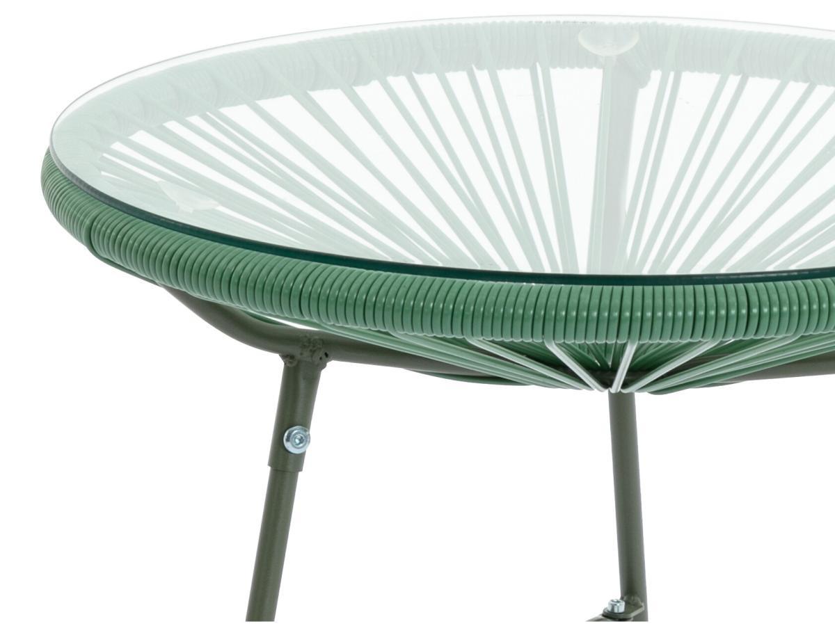 Vente-unique Table de jardin en fils de résine tressés - Kaki - ALIOS III de MYLIA  