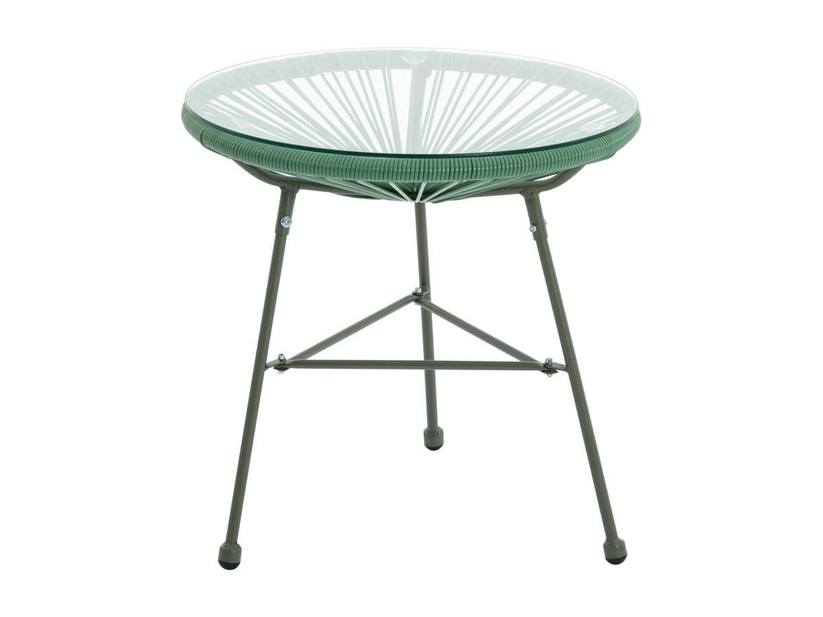 Vente-unique Table de jardin en fils de résine tressés - Kaki - ALIOS III de MYLIA  