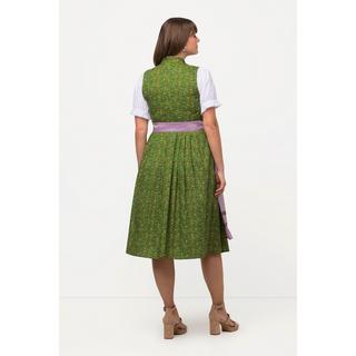 Ulla Popken  Dirndl, Blüten, Schmuckknöpfe, V-Ausschnitt, ärmellos 