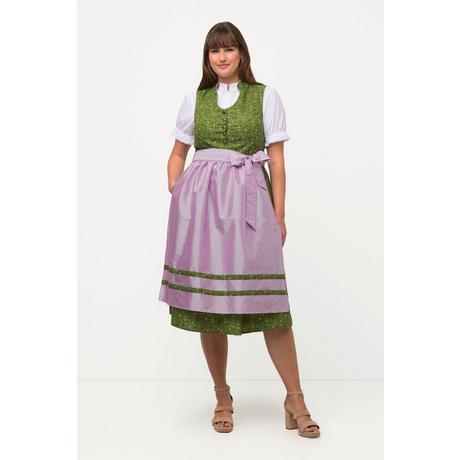 Ulla Popken  Dirndl, Blüten, Schmuckknöpfe, V-Ausschnitt, ärmellos 