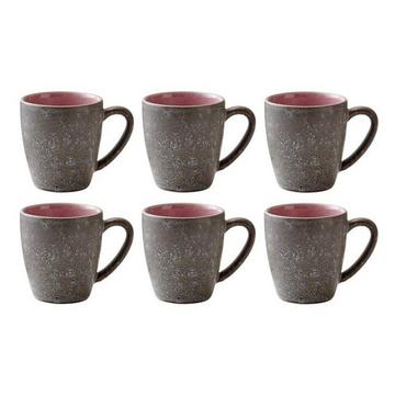 Kaffeetasse 190ml Grau/Pink 6 Stück, V: 190ml, H: 8cm, D: 6.8cm