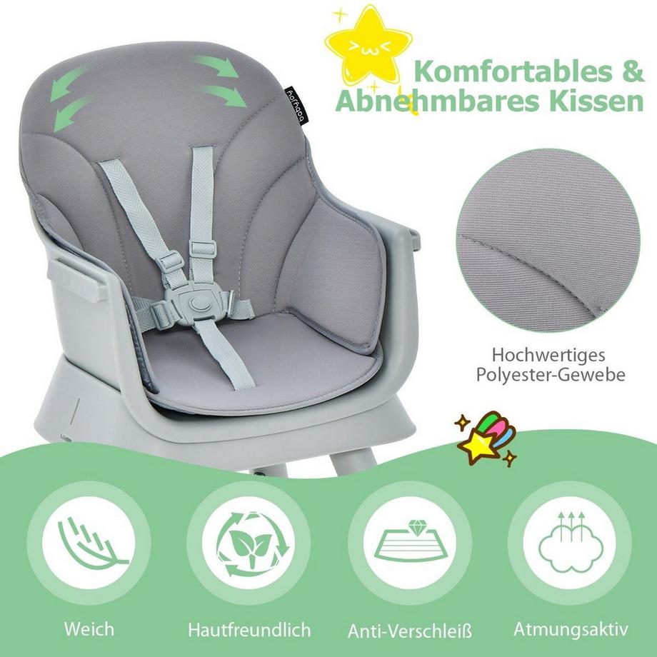 Northio  6-in-1 Babyhochstuhl, Hochstuhl, Essstuhl, Lerntisch, Bausteintisch & Kindersitzgruppe 