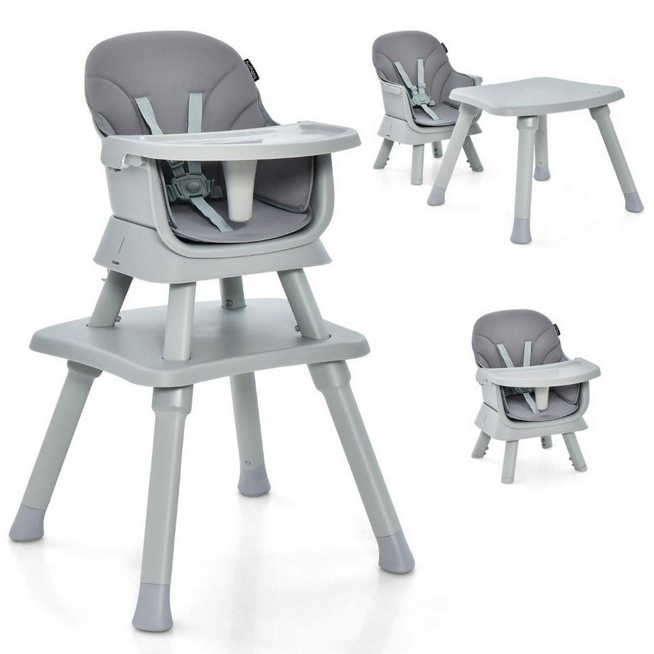 6-in-1 Babyhochstuhl, Hochstuhl, Essstuhl, Lerntisch, Bausteintisch & Kindersitzgruppe
