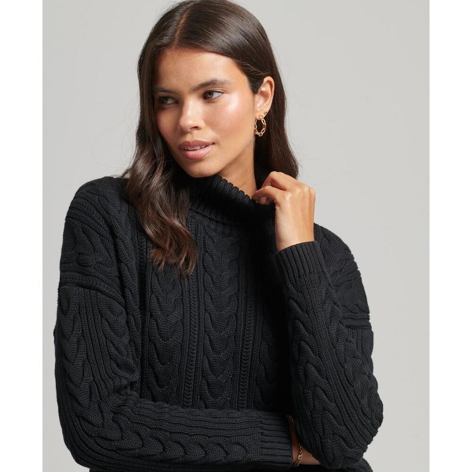 Superdry Maglione dolcevita con spalle scese e trecce  