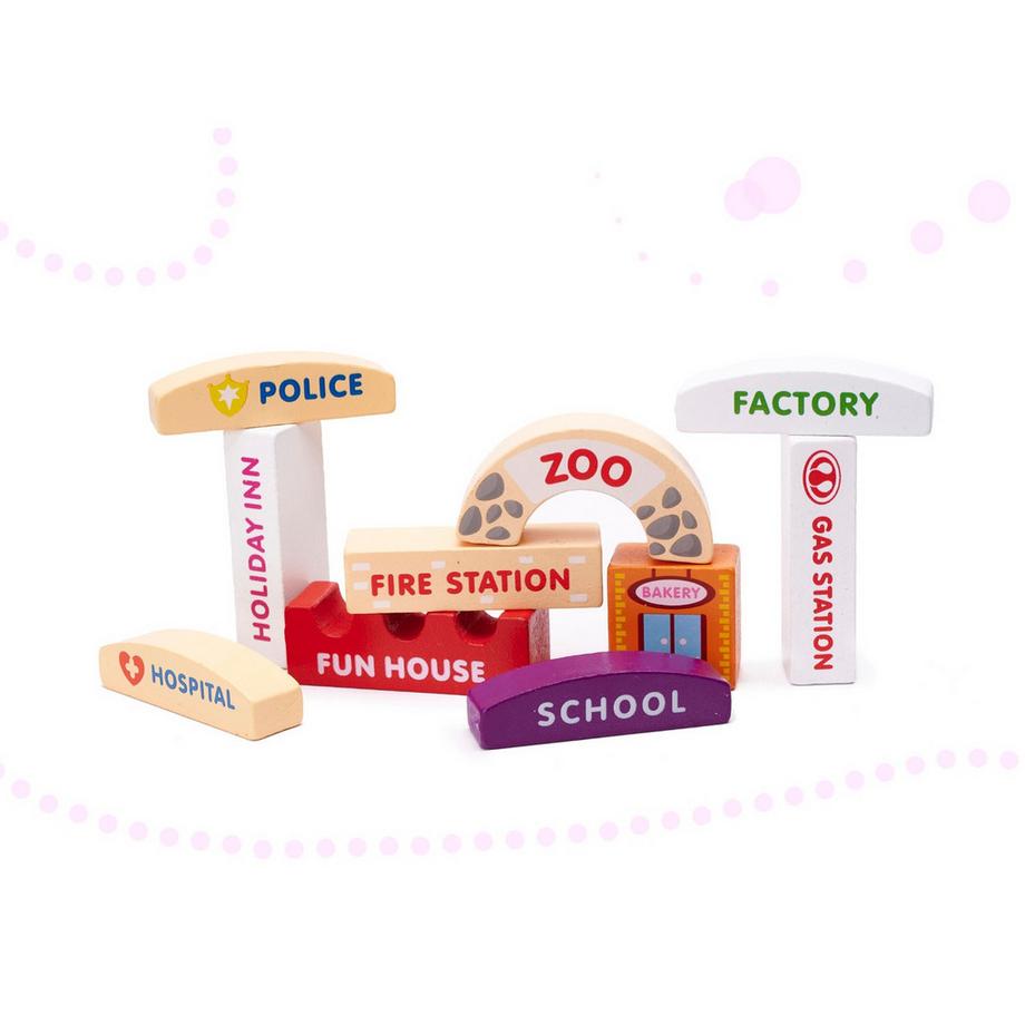 Gameloot  Bunte Holzklötze und Städtepuzzle - 120 Teile 