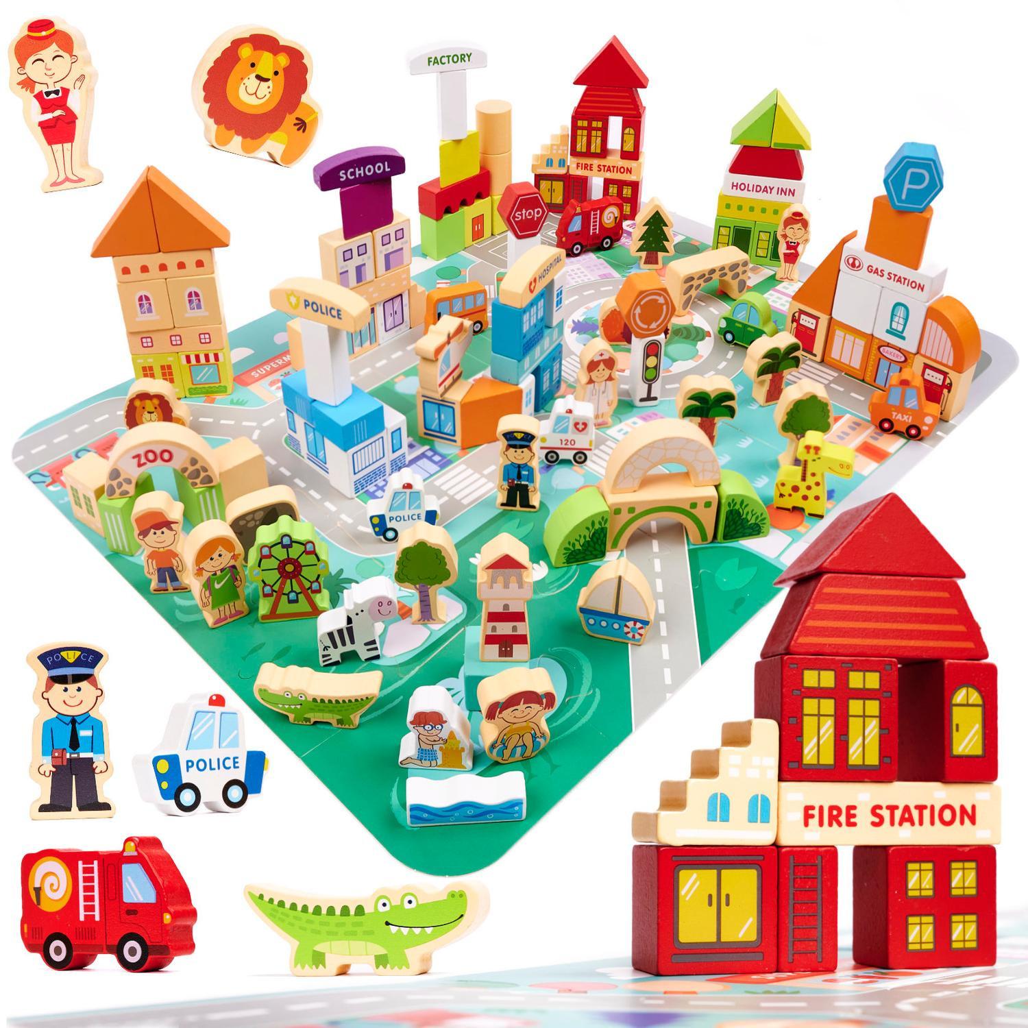 Image of Bunte Holzklötze Und Städtepuzzle - 120 Teile Unisex