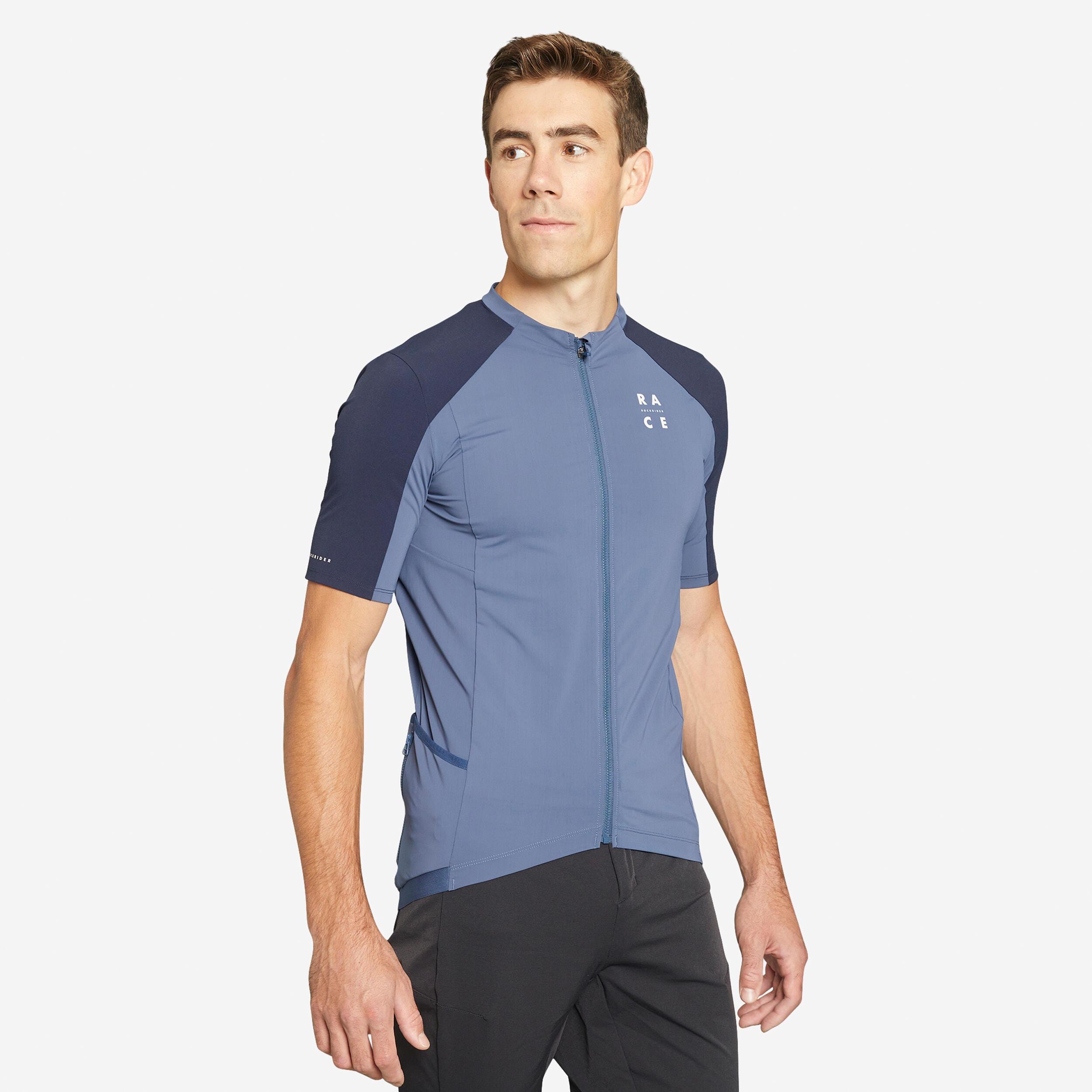 Image of Kurzarmtrikot - Rockrider Race 700 Unisex Blau Bedruckt 52/2XL