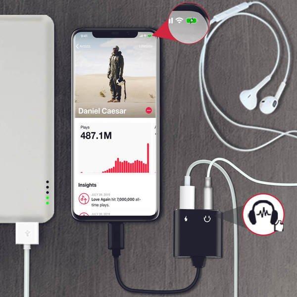 Avizar  Adaptateur Audio/Charge Lightning Noir 