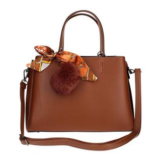 Gallantry  Borsa con foulard e pompon marrone 