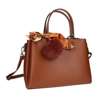 Gallantry  Borsa con foulard e pompon marrone 