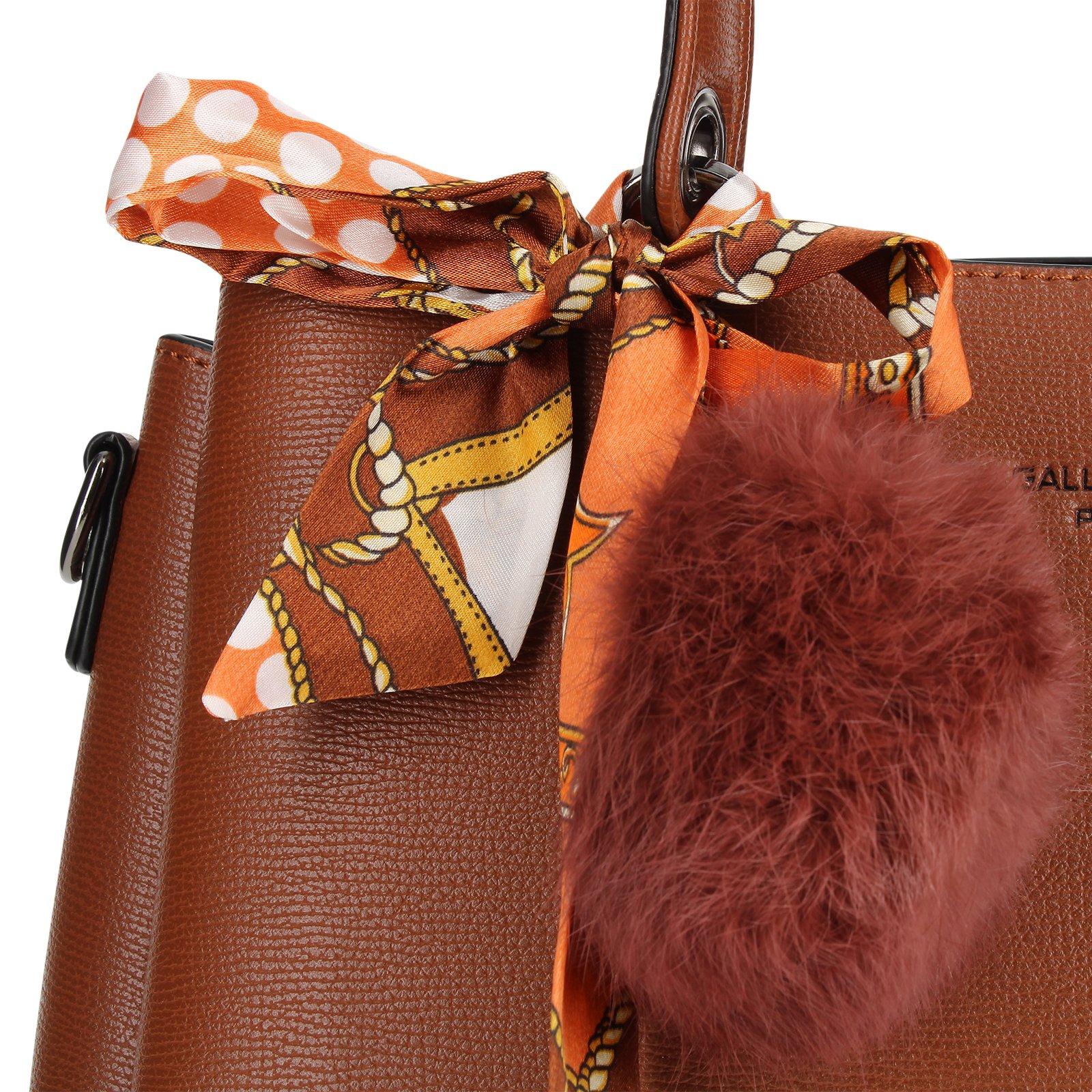 Gallantry  Borsa con foulard e pompon marrone 