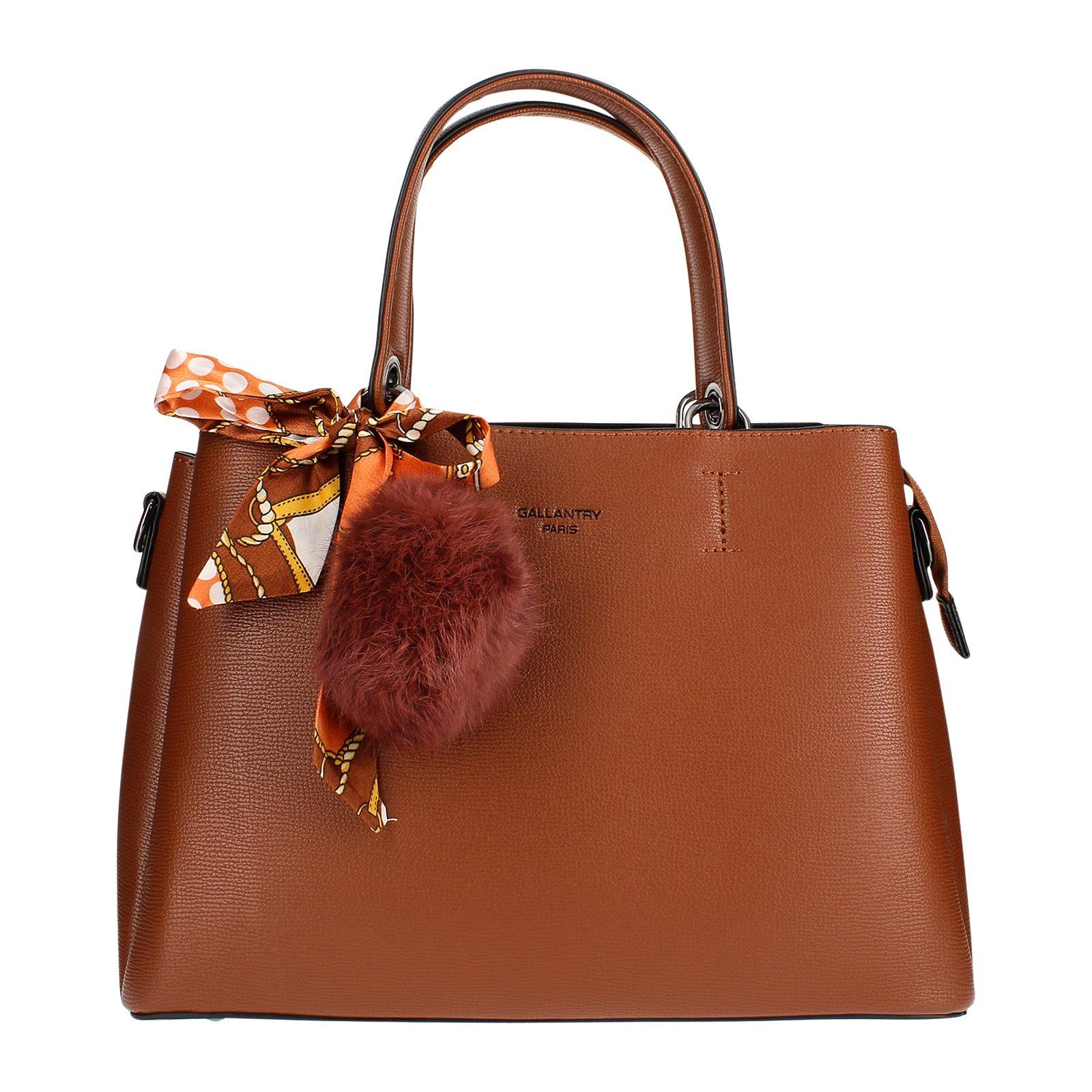 Gallantry  Borsa con foulard e pompon marrone 