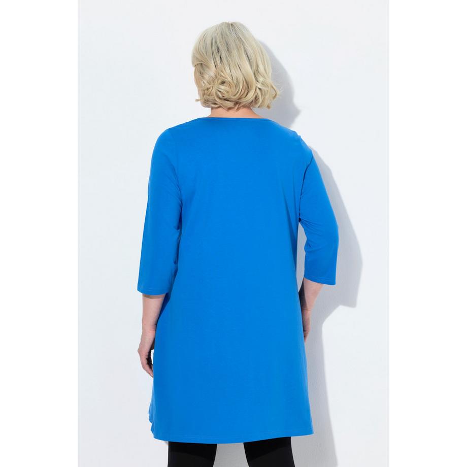 Ulla Popken T-shirt long Col Carré Manches 3/4 Coupe Évasée  