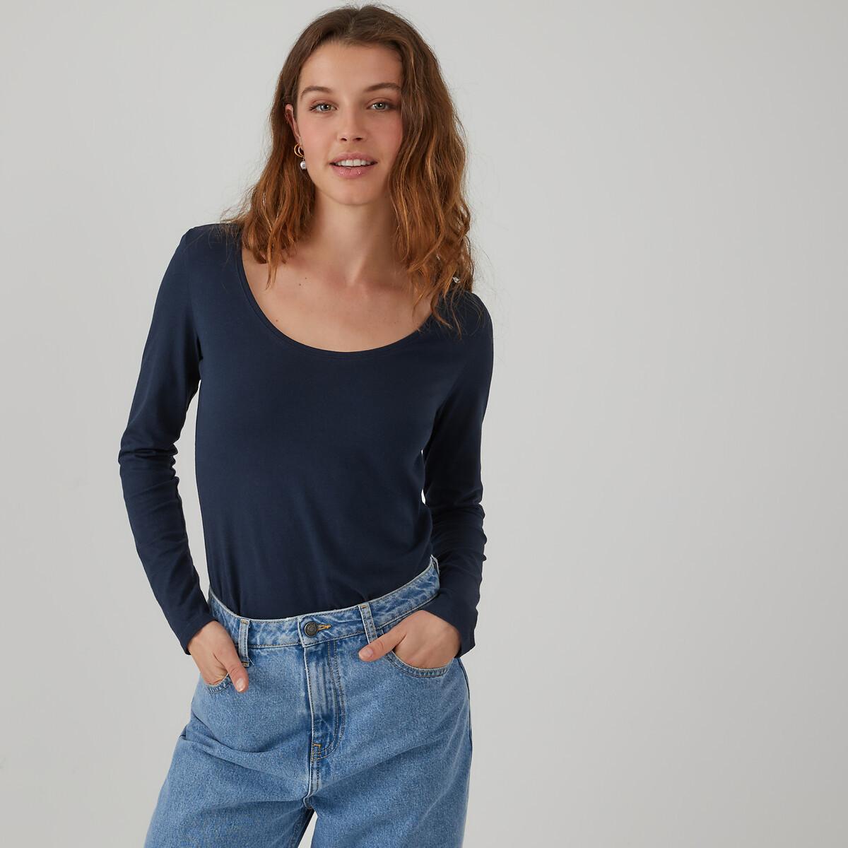 Image of Gestreiftes Langarm-shirt Mit Rundem Ausschnitt Damen Blau XS