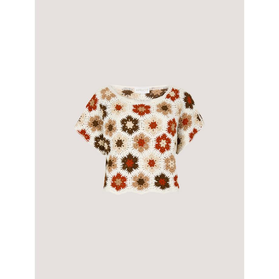 APRICOT Top Crochet Fleurs Hexagonales  