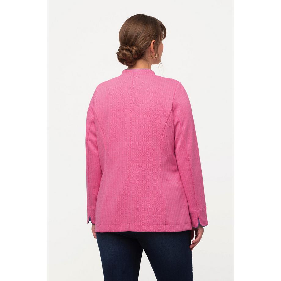 Ulla Popken Veste Janker Motif Chevrons Col Montant Couleurs Contrastantes  