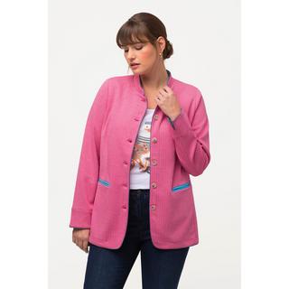 Ulla Popken Giacca Janker Motivo Spina di Pesce Collo Alto Contrasti di Colore  