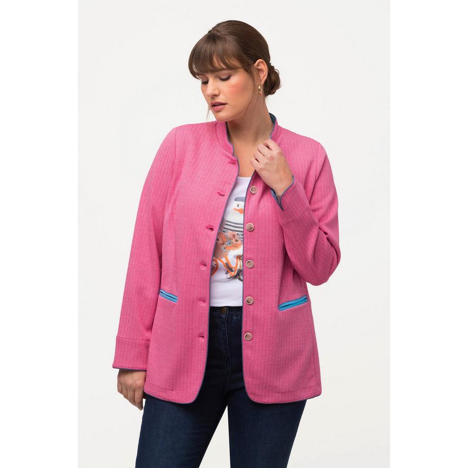 Ulla Popken Veste Janker Motif Chevrons Col Montant Couleurs Contrastantes  