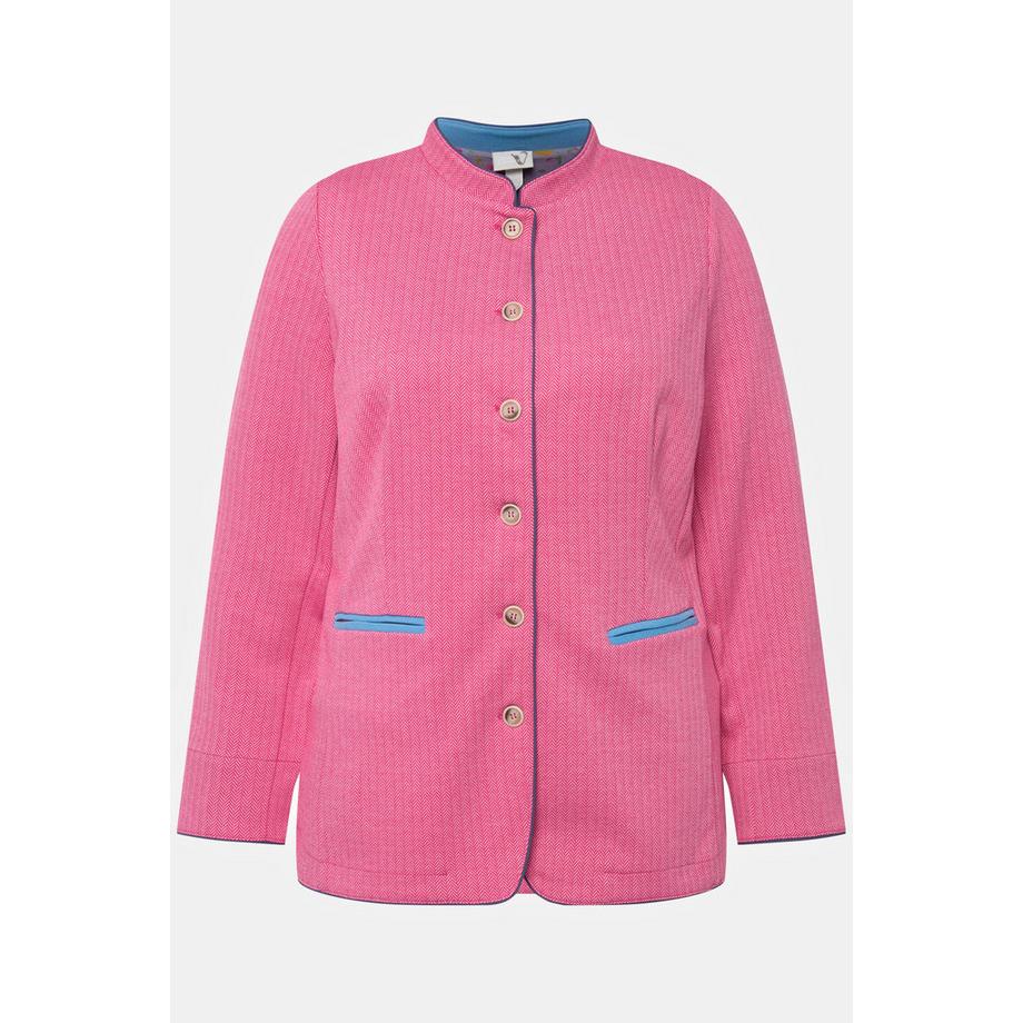 Ulla Popken Veste Janker Motif Chevrons Col Montant Couleurs Contrastantes  