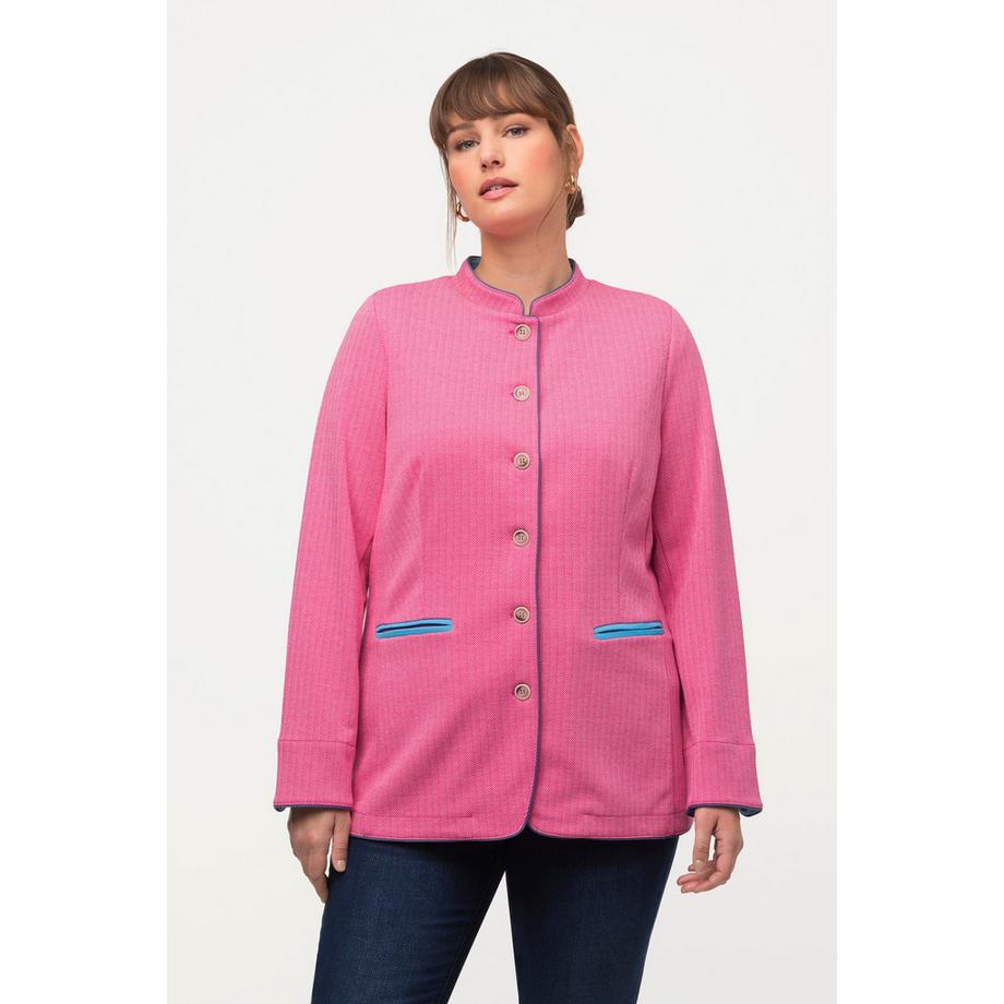 Ulla Popken Veste Janker Motif Chevrons Col Montant Couleurs Contrastantes  