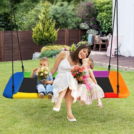 Northix 100-180cm Baumschaukel, Schaukel für Kinder Nestschaukel Baumschaukel mit verstellbaren Seilen Bunt  