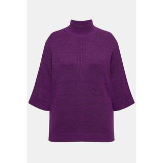 Ulla Popken  Maglione con inserti a costine, collo alto e maniche a 3/4 