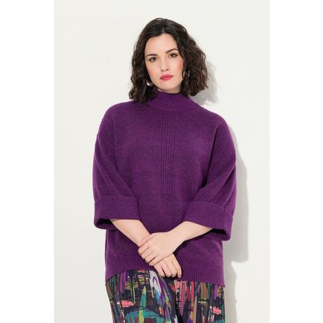 Ulla Popken  Maglione con inserti a costine, collo alto e maniche a 3/4 