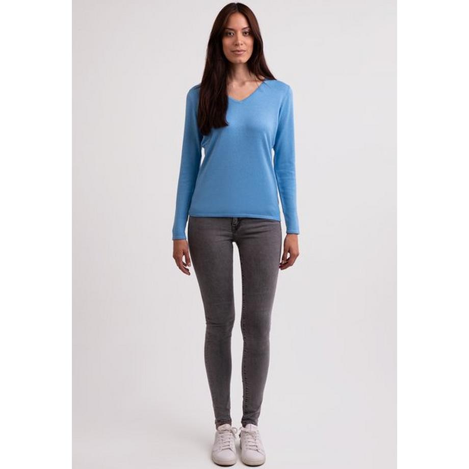 CASH-MERE.CH Seide Kaschmir V-Ausschnitt Pullover  