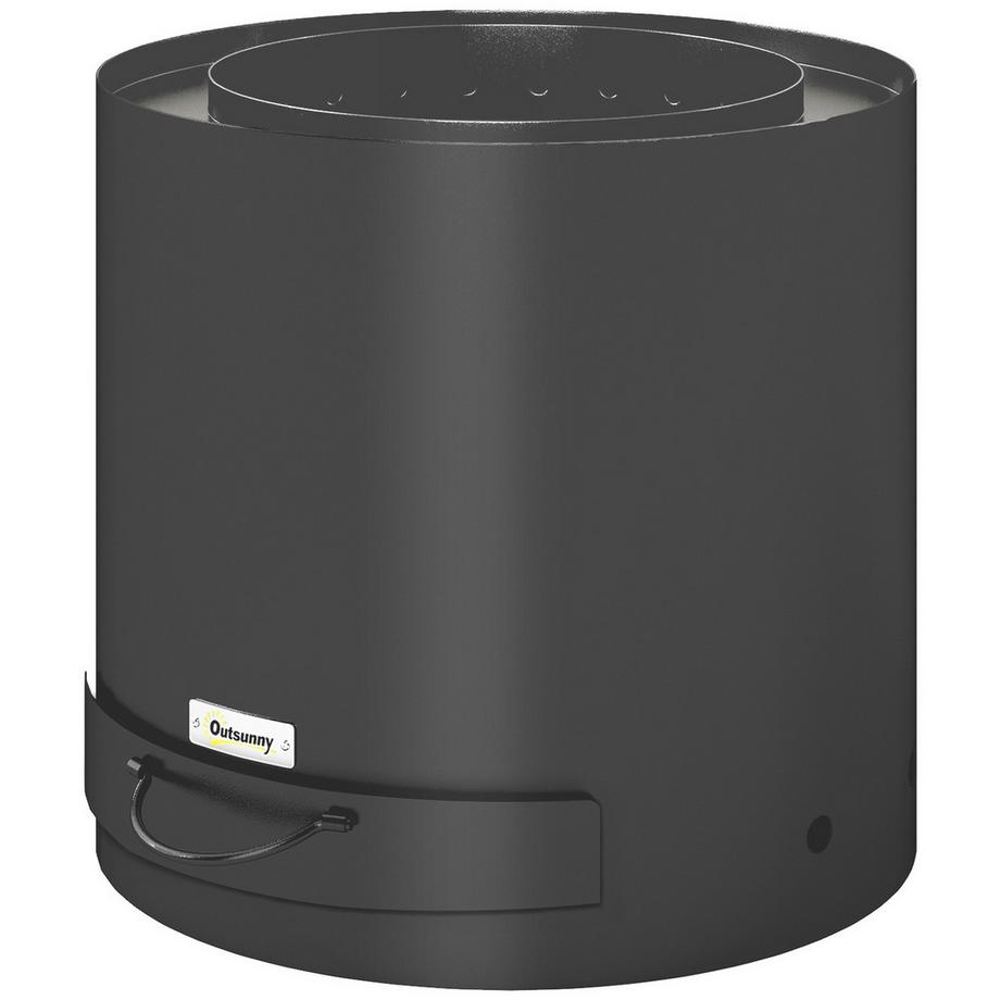 Northio  Feuerschale Ø45 x 42cm aus Stahl Feuerstelle mit Schürhaken Aschenwanne Feuerschalen für Garten, Balkon Terrasse, Outdoor BBQ Camping Schwarz | 