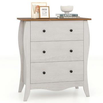 Kommode mit 3 Klappbaren Stoffschubladen Sideboard im Landhausstil Schubladenschrank Grau