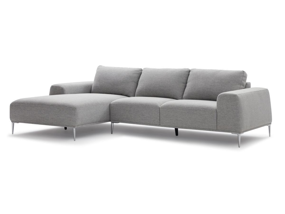 Image of Ecksofa - Ecke links - Stoff & Leinen - Hellgrau - BRUNILDA Ecksofa - Ecke links - Stoff & Leinen - Hellgrau - BRUNILDA