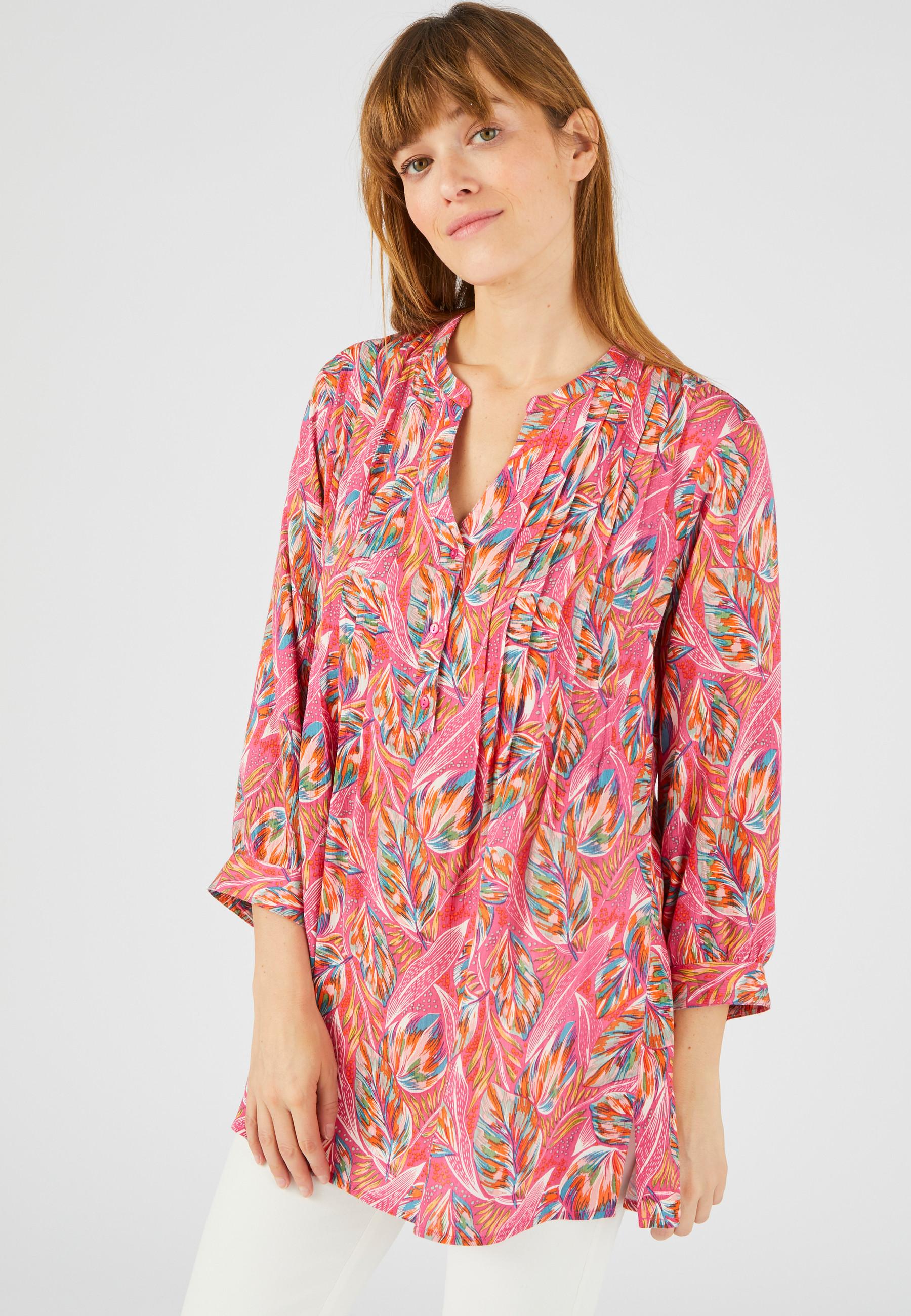 Image of Tunika Mit Pflanzenprint. Damen Rosa 42