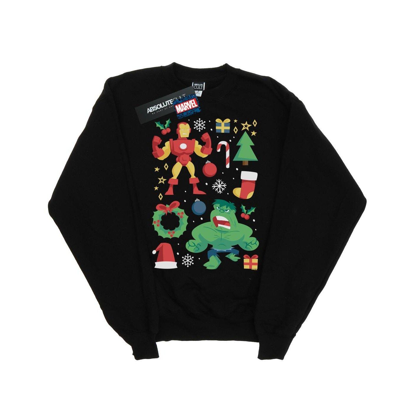 Image of Iron Man And Hulk Christmas Day Sweatshirt Unisex Schwarz 116