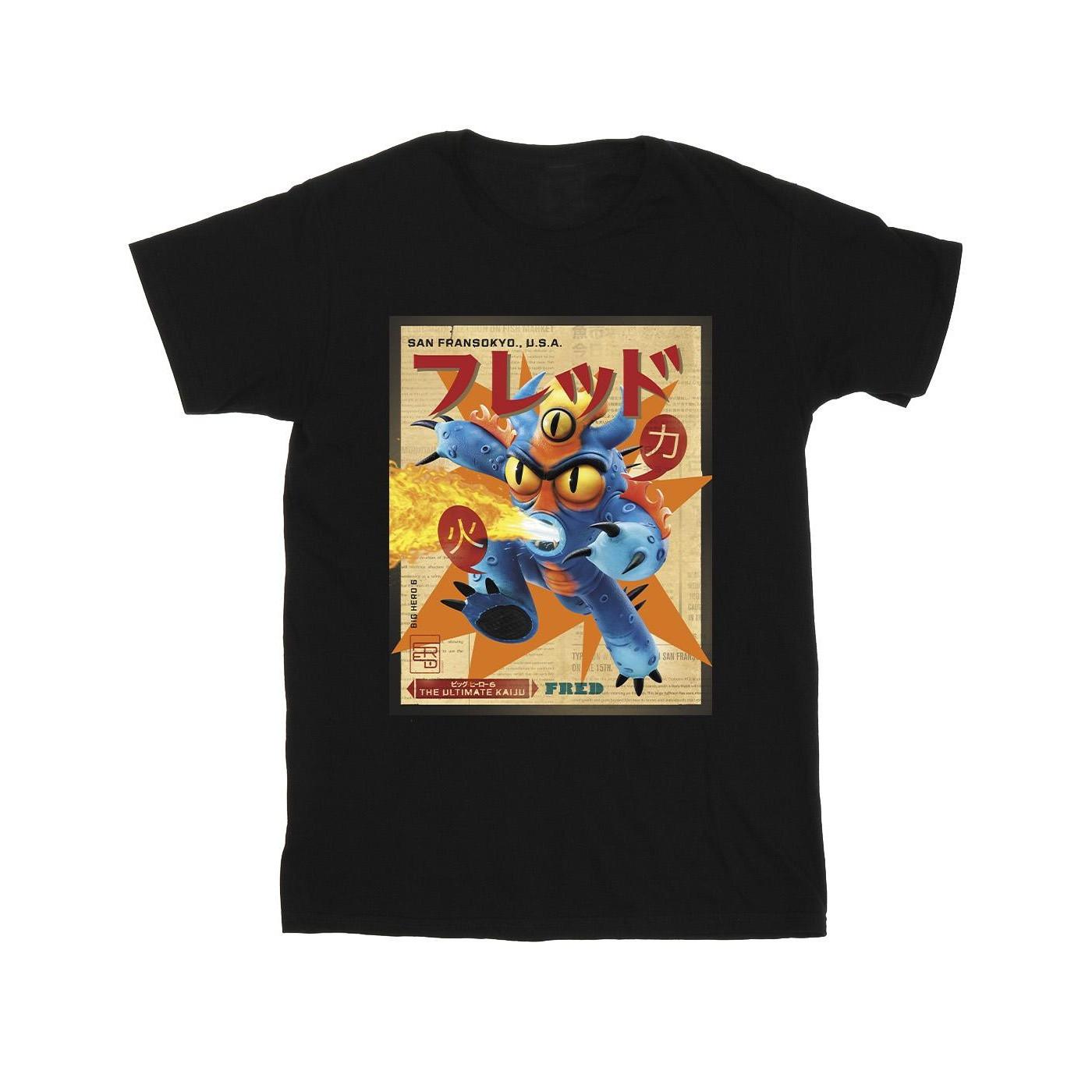 Image of Big Hero 6 Baymax Fred Newspaper Tshirt Unisex Schwarz 116
