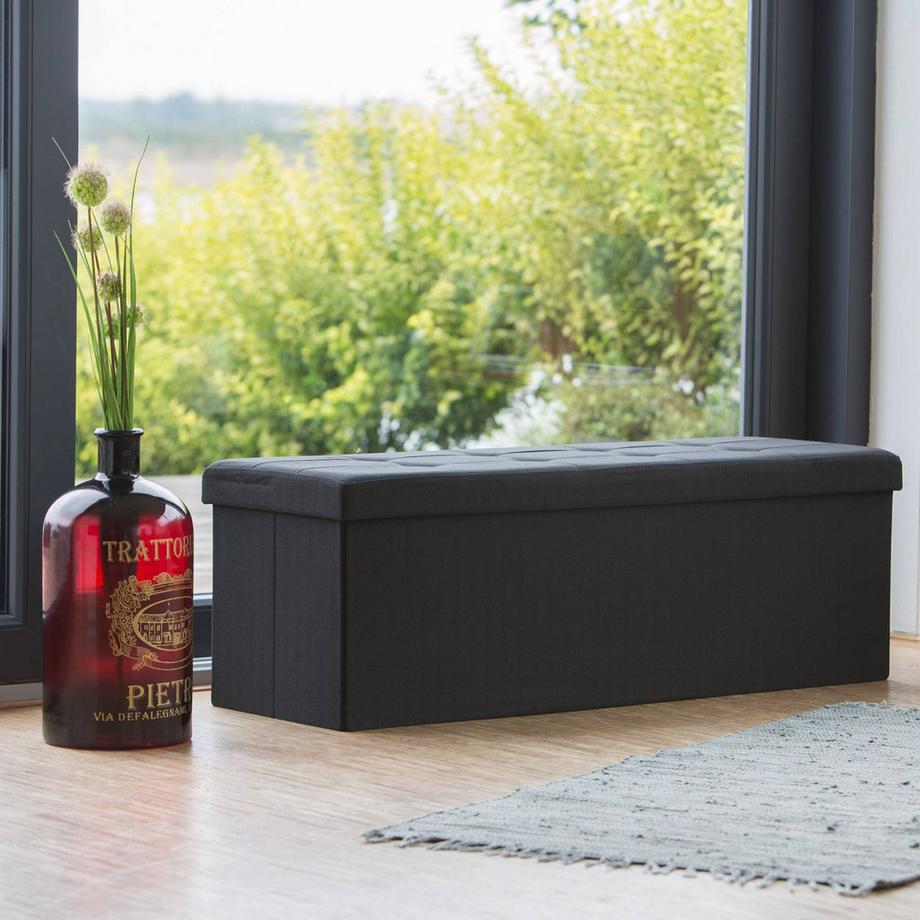 B2X Zusammenklappbare Aufbewahrungsbank aus Leinenstoff  