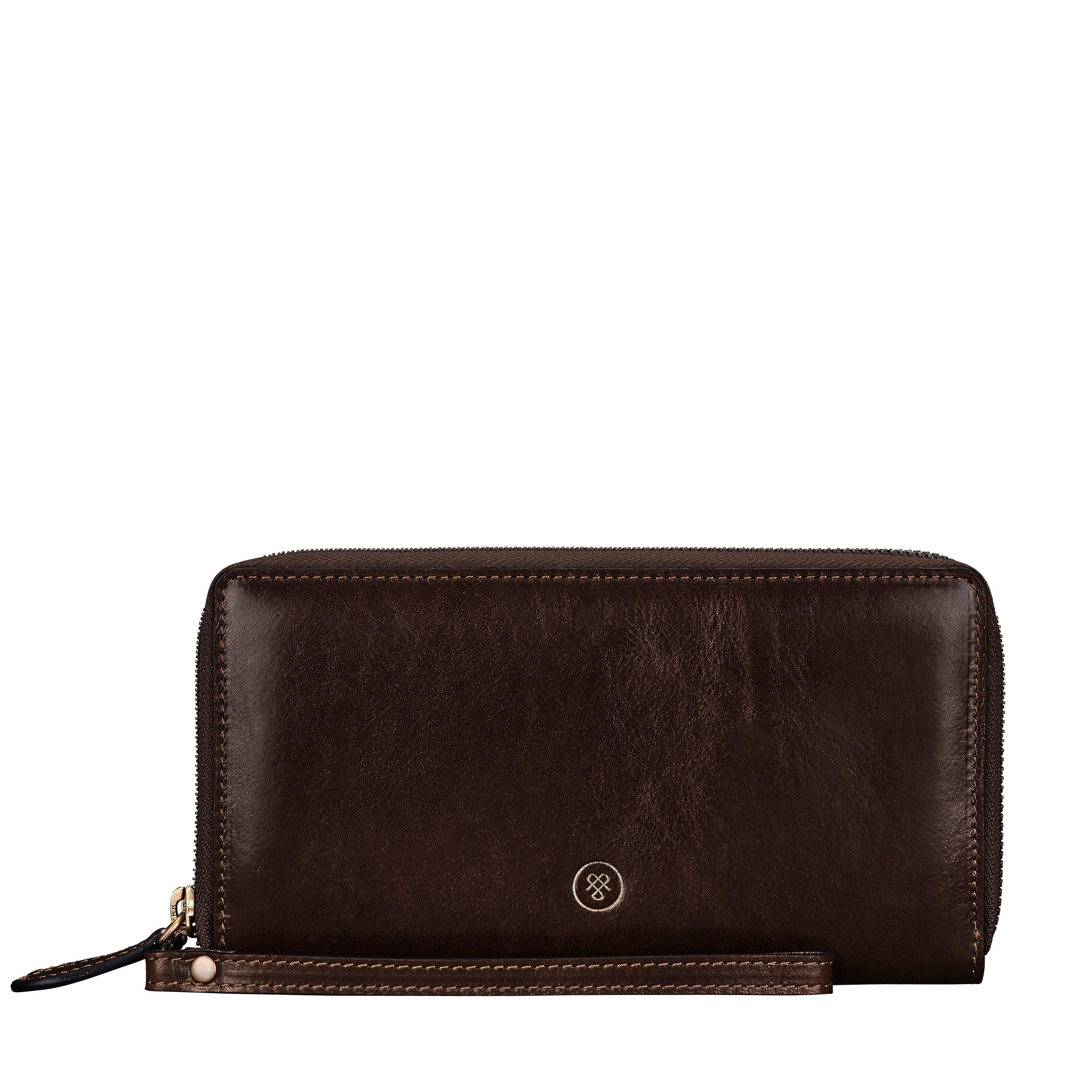 Image of Meleto - Luxus Leder Clutch Damen Kühles Braun ONE SIZE