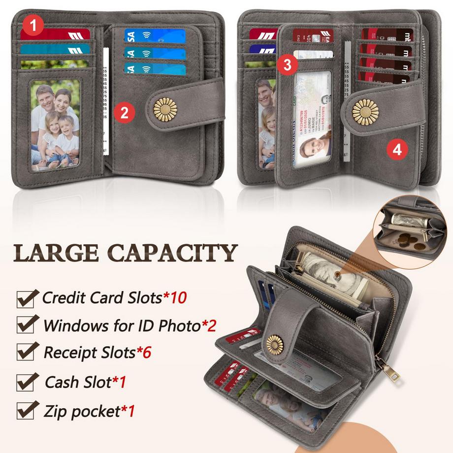 Only-bags.store Portafoglio Vintage in Pelle PU Grande Capacità  