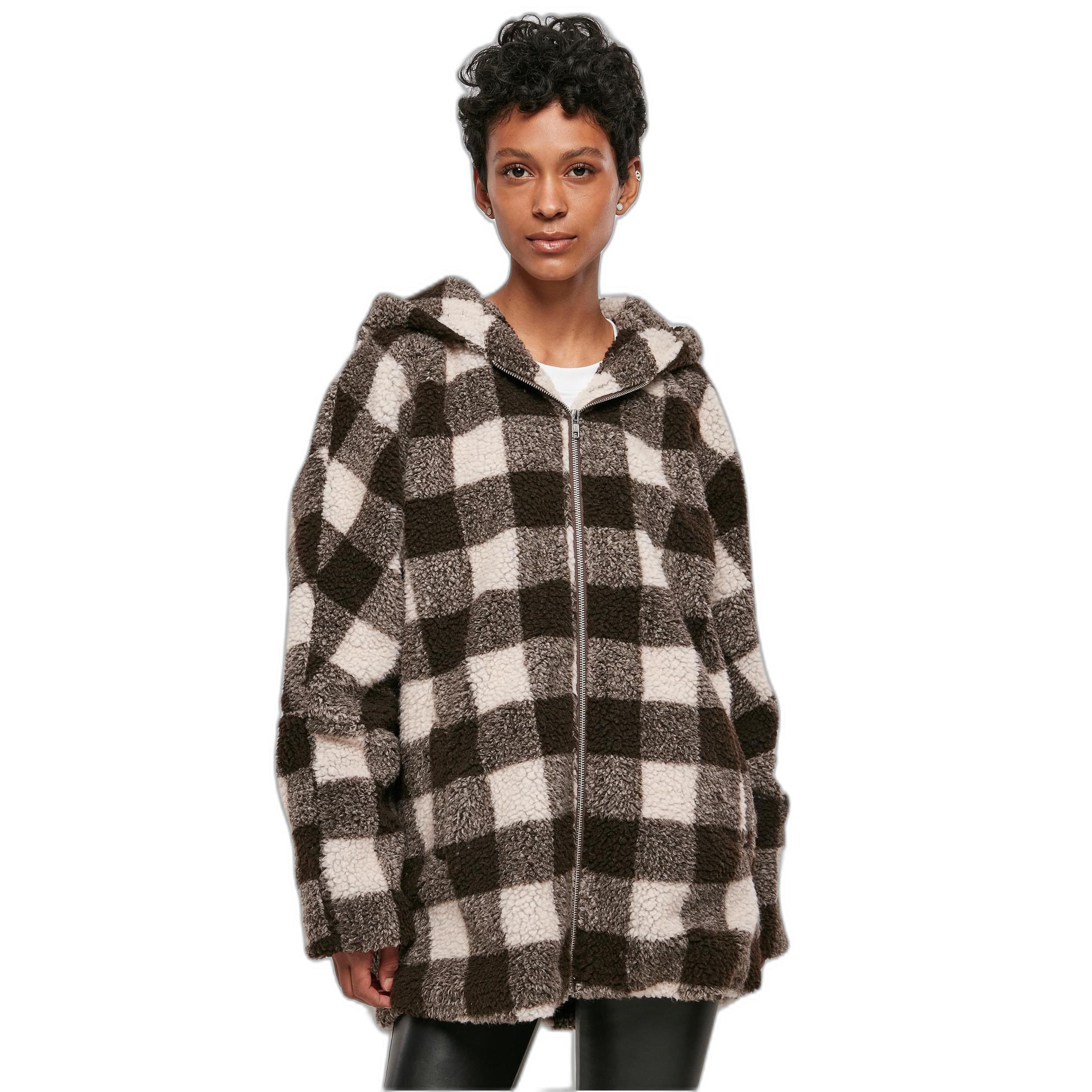 Image of Karierter Sherpa-oversize-parka It Kapuze, Daen Damen M