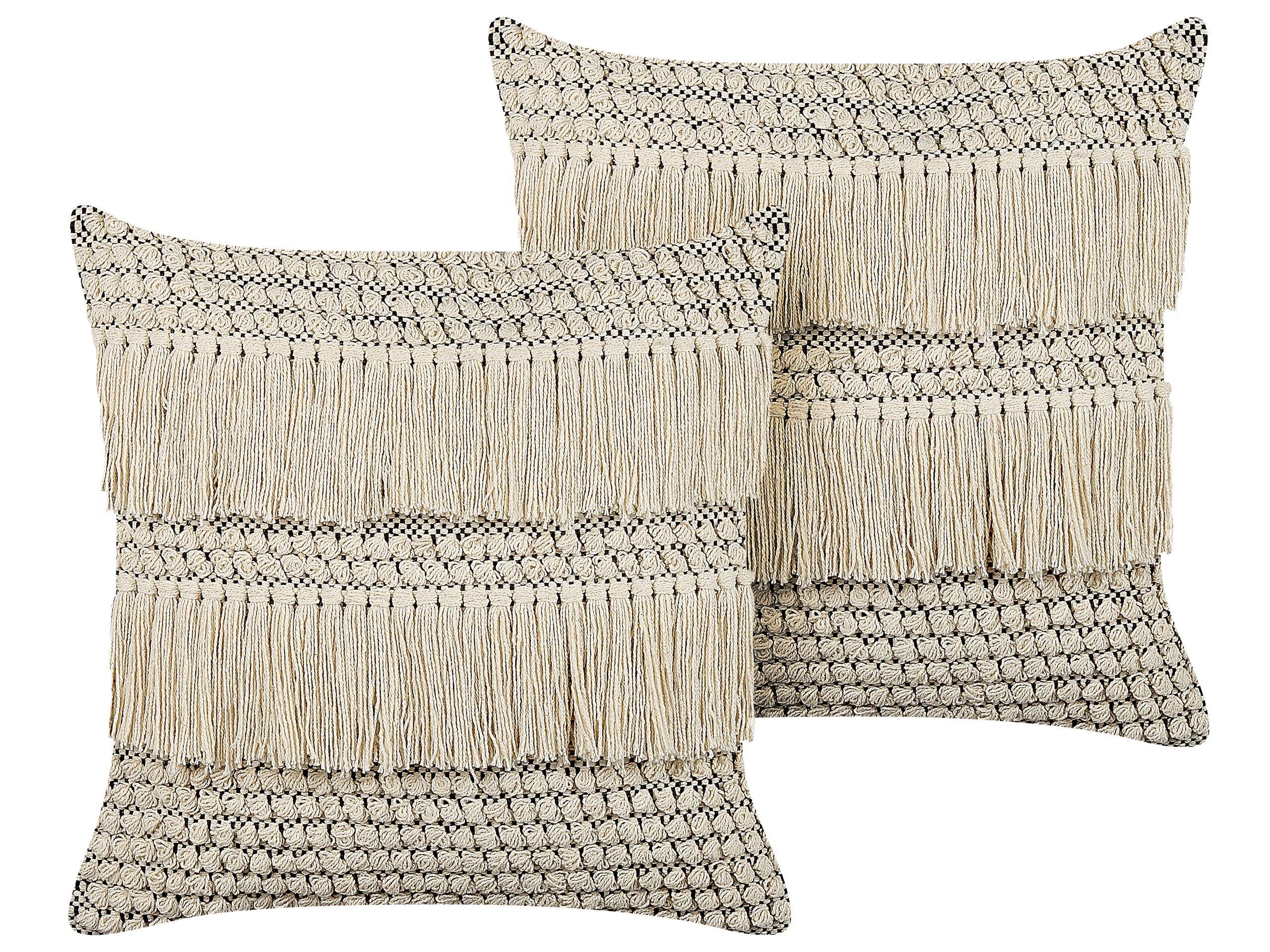 Beliani Lot de 2 coussins en Coton Boho IRESINE  