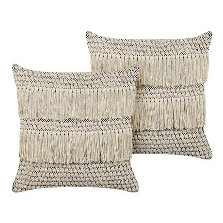 Beliani Lot de 2 coussins en Coton Boho IRESINE  