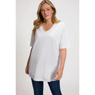 Ulla Popken  T-shirt à manches courtes et col V, coupe Relaxed Fit 