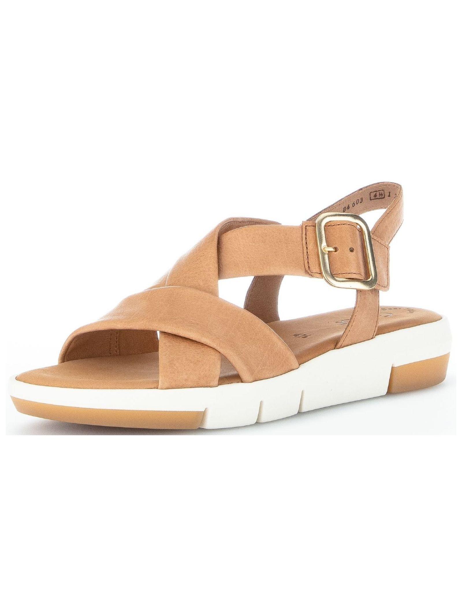 Image of - Leder Sandale Damen Cognac 37.5