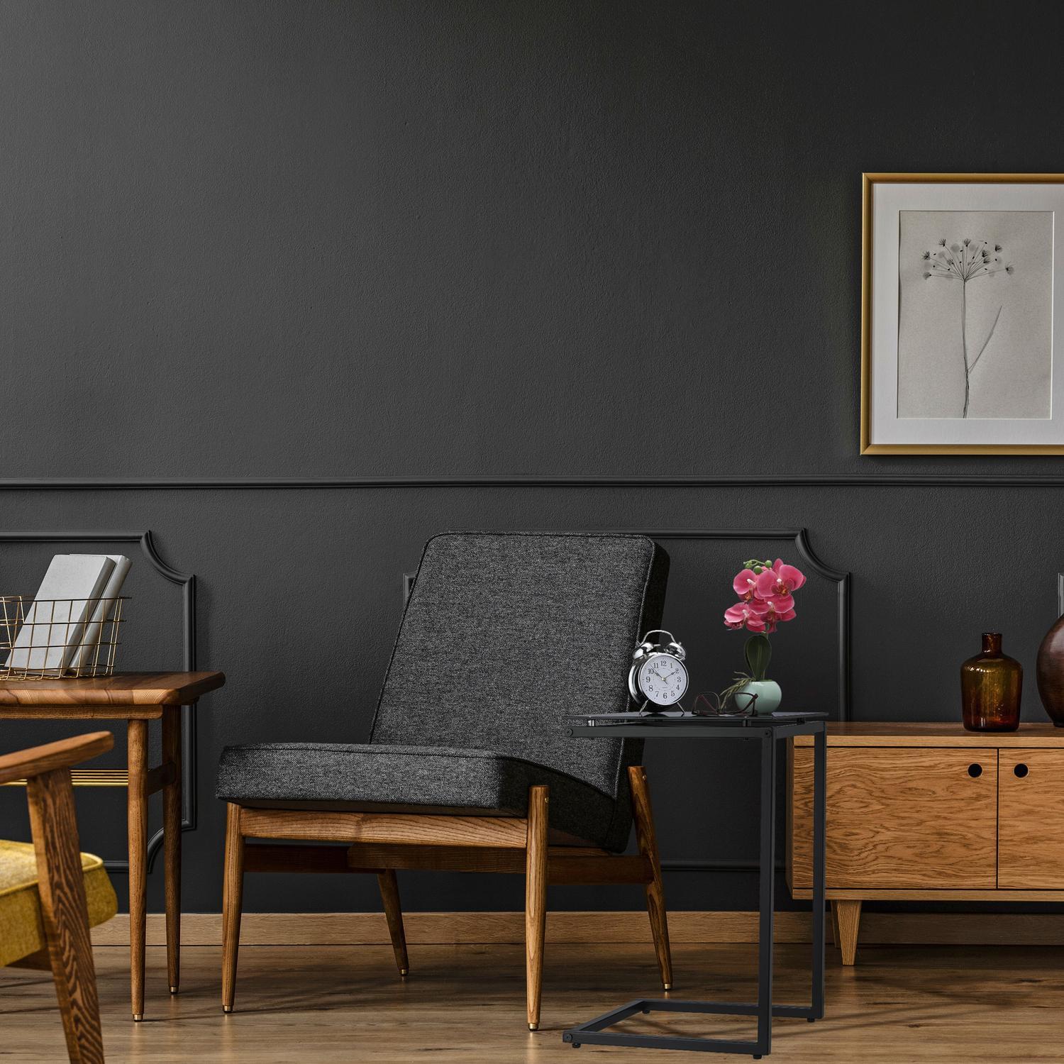 Northix Schwarzer C-förmiger Beistelltisch  