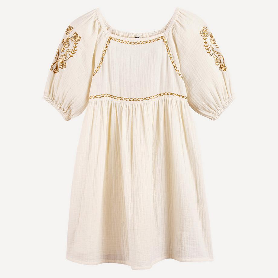 La Redoute Collections  Besticktes kurzärmeliges Kleid aus Baumwollgaze 