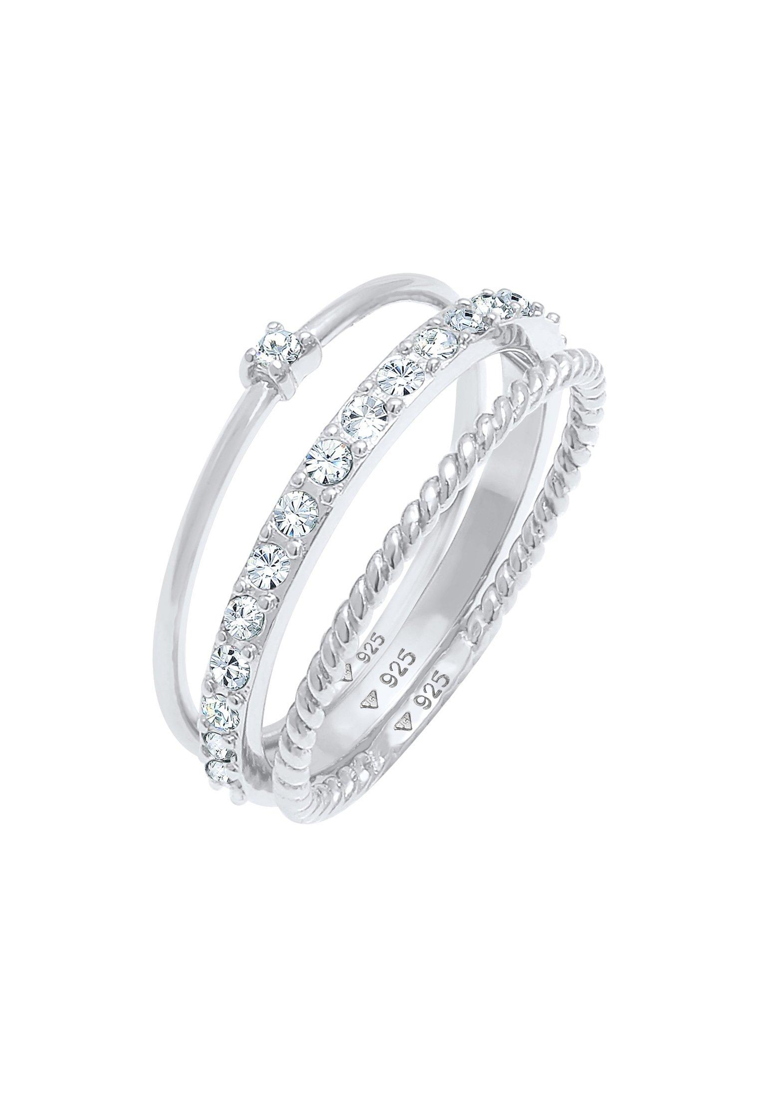 Image of Ring 3er Set Kristalle Damen Silber 56mm